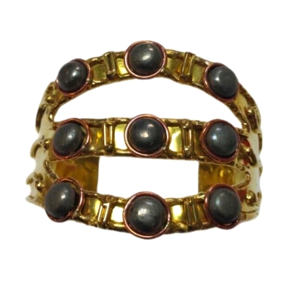 St Xavier Diane Pyrite Cuff Bracelet NWT